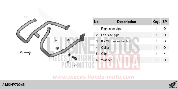 KIT,SIDE PIPE de X-ADV 750 PEARL GLARE WHITE (NHB53) 2025